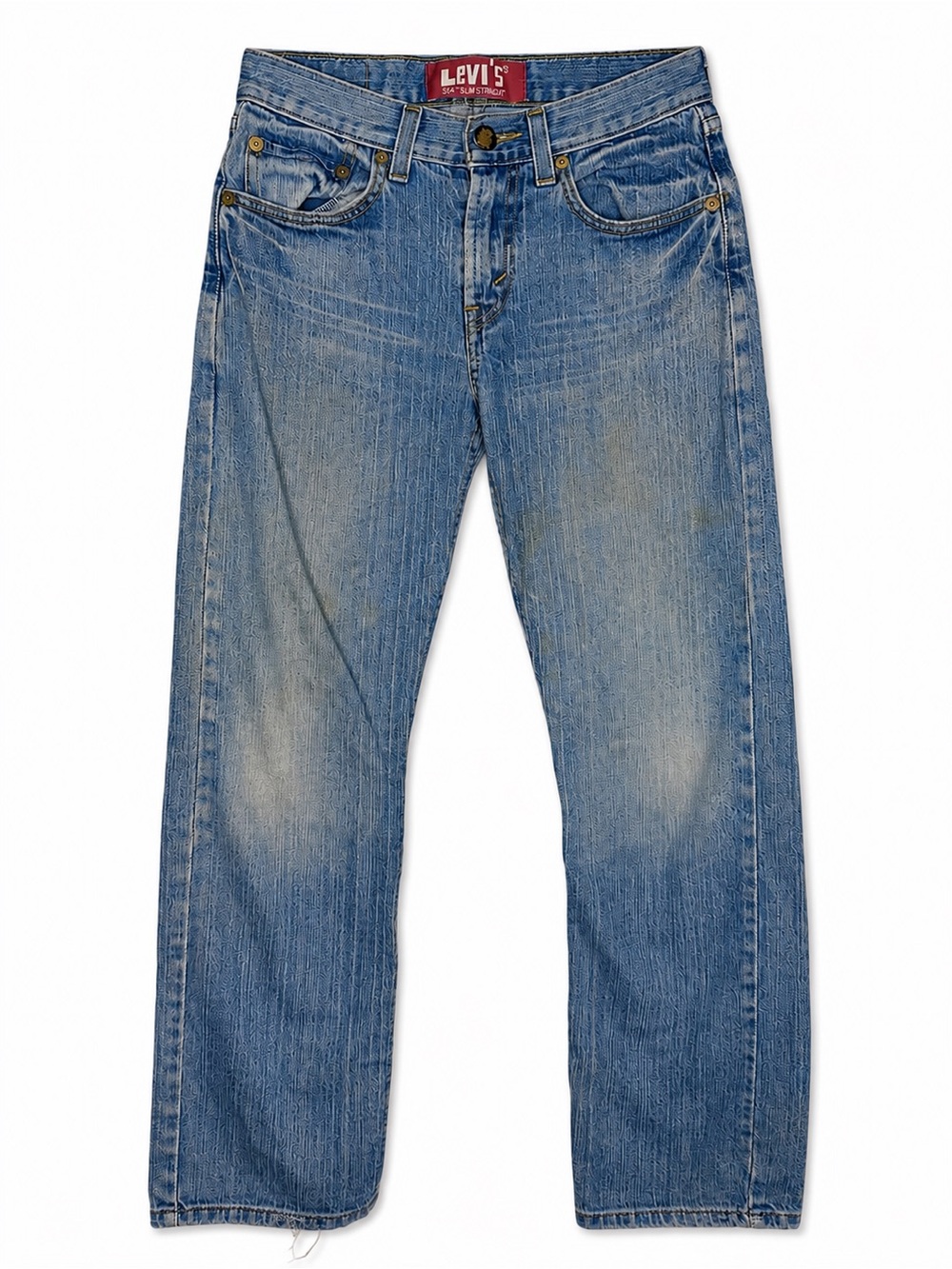 Levi’s 514 Men’s Slim Straight Jeans Light Wash Distressed Denim